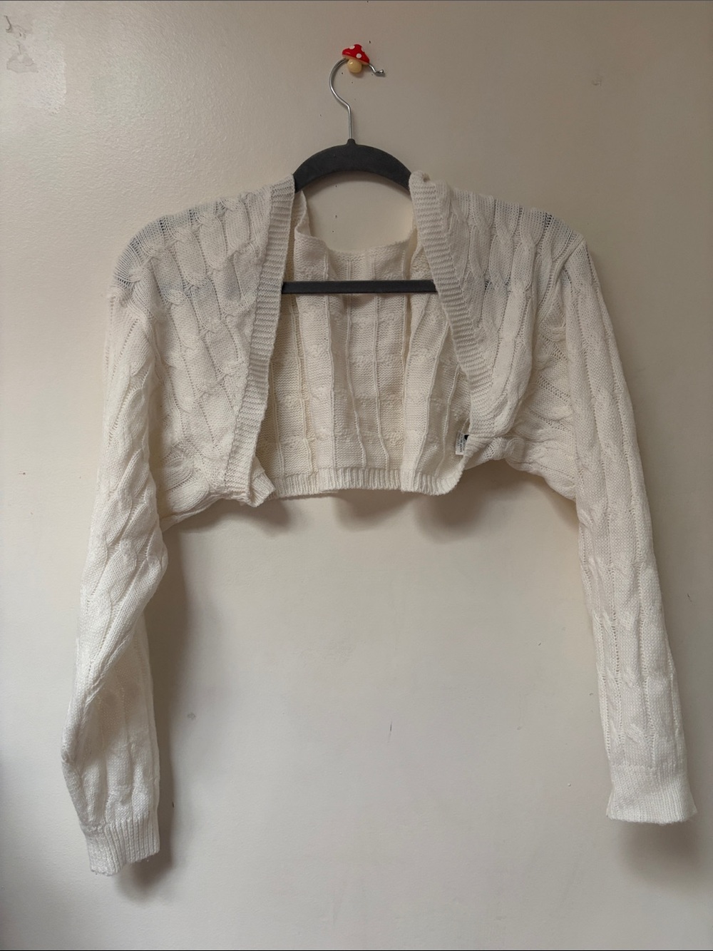 Cropped Cable Knit Shrug Sweater